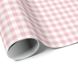 Roze en Crème Gingham Rutpatroon Cadeaupapier