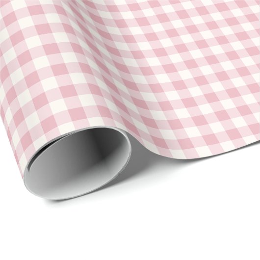 Roze en Crème Gingham Rutpatroon Cadeaupapier (Rol Hoek)