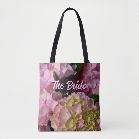 Roze en Crème Hydrangea de Bruid Tote Bag (Voorkant)