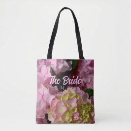 Roze en Crème Hydrangea's de Bruid Tote Bag