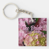 Roze en Crème Hydrangea's voor de Bruid Sleutelhanger (Voorkant)