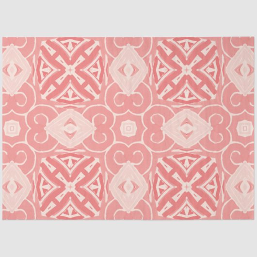 Roze en crème kleur art deco decoupage papier (Voorkant)