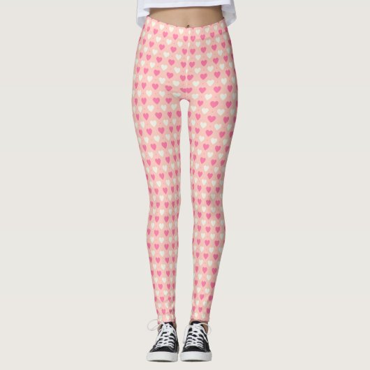 Roze en crème Leggings van vrouwen (Voorkant)