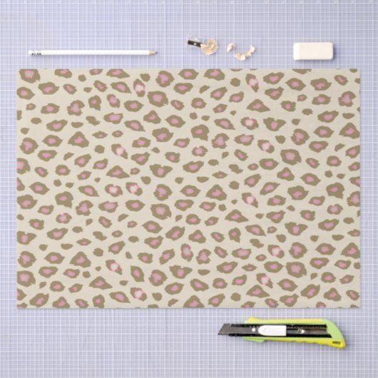 Roze en crème Luipaard Print Tissuepapier (Craft)