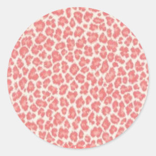 Roze en Crème Luipaardprint Geschenken Ronde Sticker