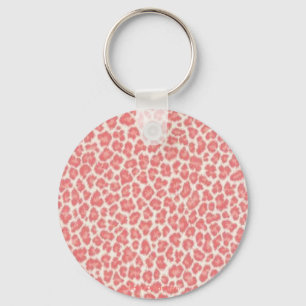 Roze en Crème Luipaardprint Geschenken Sleutelhanger