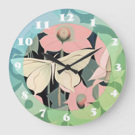 Roze en crème - Luna Moth en Moonflower Grote Klok