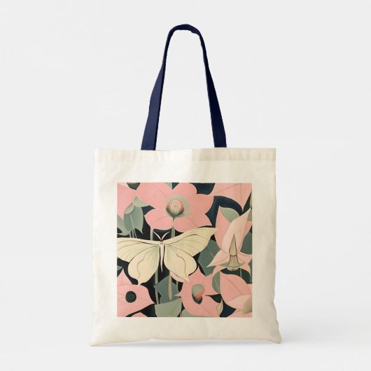 Roze en crème - Luna Moth en Moonflower Tote Bag (Achterkant)