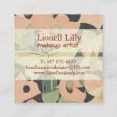 Roze en crème - Luna Moth en Moonflower Vierkante Visitekaartje (Achterkant)