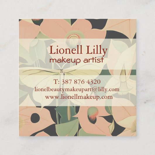 Roze en crème - Luna Moth en Moonflower Vierkante Visitekaartje (Achterkant)