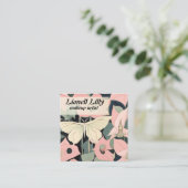 Roze en crème - Luna Moth en Moonflower Vierkante Visitekaartje (Staand voorkant)