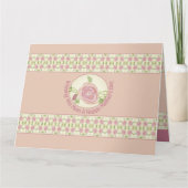 Roze en crème met droog Roos Kaart (Voorkant)