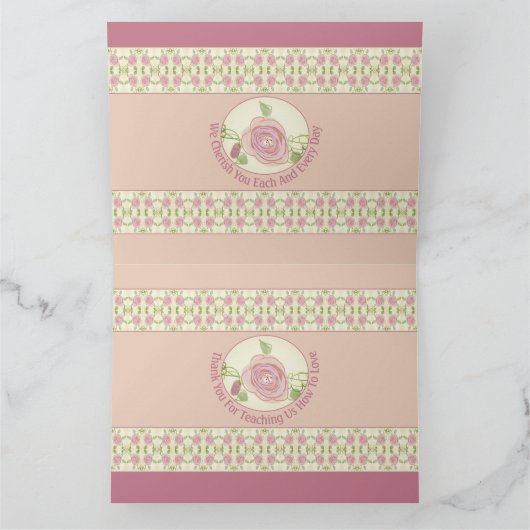 Roze en crème met droog Roos Kaart (Binnen)