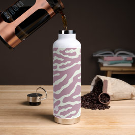 Roze en crème Modern Abstract Golflijnpatroon Waterfles