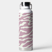Roze en crème Modern Abstract Golflijnpatroon Waterfles (Achterkant)