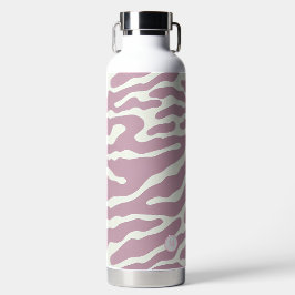 Roze en crème Modern Abstract Golflijnpatroon  Waterfles