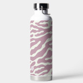 Roze en crème Modern Abstract Golflijnpatroon Waterfles (Links)