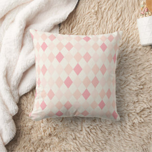 Roze en Crème Ombre Argyle Print Sierkussen