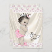 Roze en Crème Parels en Kant Baby shower Kaart (Voorkant / Achterkant)