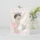 Roze en Crème Parels en Kant Baby shower Kaart (Staand voorkant)