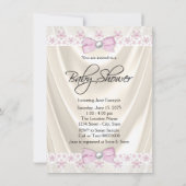 Roze en Crème Parels en Kant Baby shower Kaart (Achterkant)