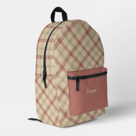 Roze en Crème Plaid Bedrukte Rugzak