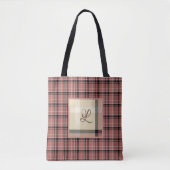 Roze en Crème Plaid Tote Bag (Voorkant)