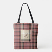 Roze en Crème Plaid Tote Bag (Achterkant)