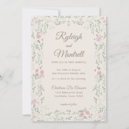 Roze en Crème Roos en Modern Elegant Groen Kaart