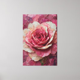 Roze en Crème Roos Textuur Abstracte Wandkunst Canvas Afdruk