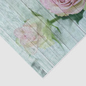 Roze en crème Rozen op Blauwgroen houten planten Tissuepapier (Detail)