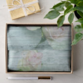 Roze en crème Rozen op Blauwgroen houten planten Tissuepapier (Geschenk)