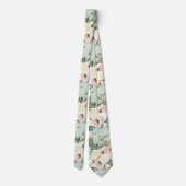 Roze en Crème Rozen Op Groen Stropdas (Achterkant)