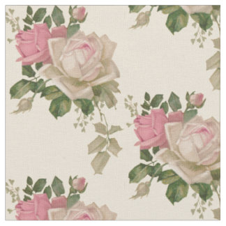 roze en crème Rozen Stof