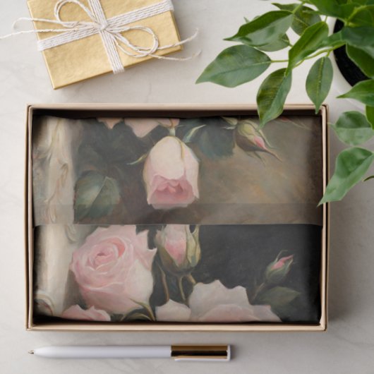  roze en crème Rozen Tissuepapier (Geschenk)