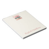 Roze en crème strandstoel en paraplu notitieblok (Schuin)