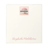 Roze en crème strandstoel en paraplu notitieblok (Voorkant)