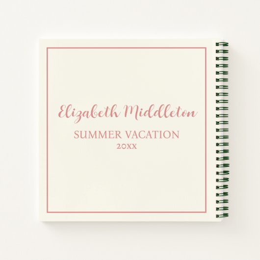 Roze en crème strandstoel en paraplu notitieboek (Achterkant)