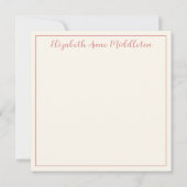 Roze en crème strandstoel en paraplu notitiekaartje (Achterkant)