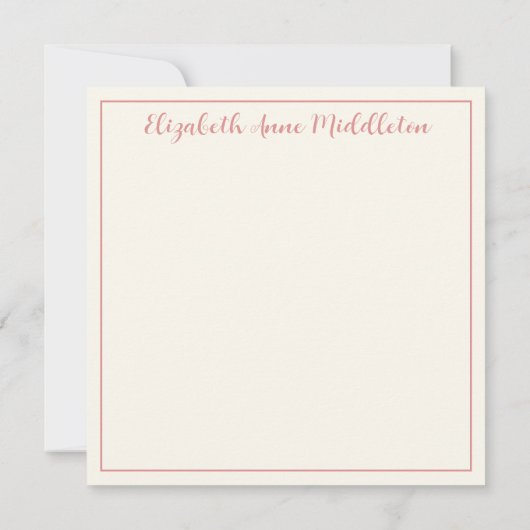 Roze en crème strandstoel en paraplu notitiekaartje (Achterkant)