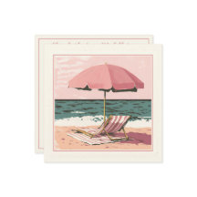 Roze en crème strandstoel en paraplu