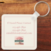 Roze en crème strandstoel en paraplu sleutelhanger (Achterkant)