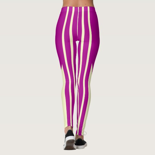 Roze en Crème strepen leggings (Achterkant)