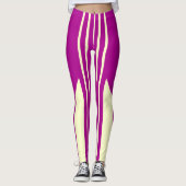 Roze en Crème strepen leggings (Voorkant)