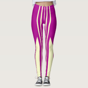 Roze en Crème strepen leggings