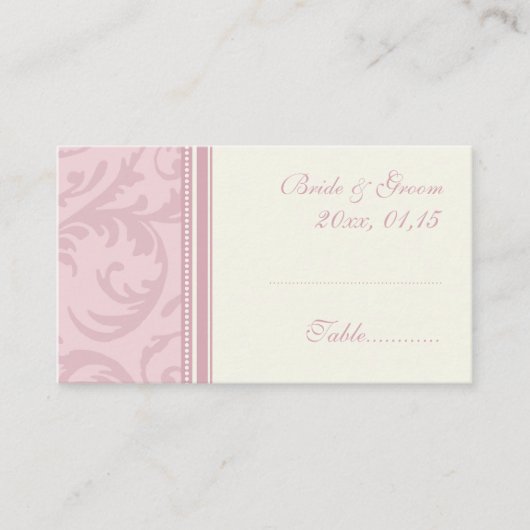 Roze en Crème Trouwtafel Plaats Kaarten Plaatskaartje (Voorkant)