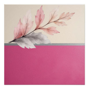 Roze en Crème Tweekleurig met Bladontwerp Perfect Poster