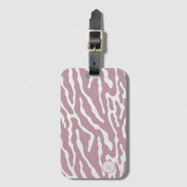 Roze en crèmekleurig Modern Abstract Golflijnpatro Bagagelabel