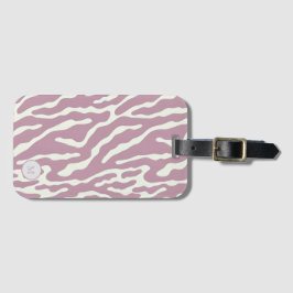 Roze en crèmekleurig Modern Abstract Golflijnpatro Bagagelabel