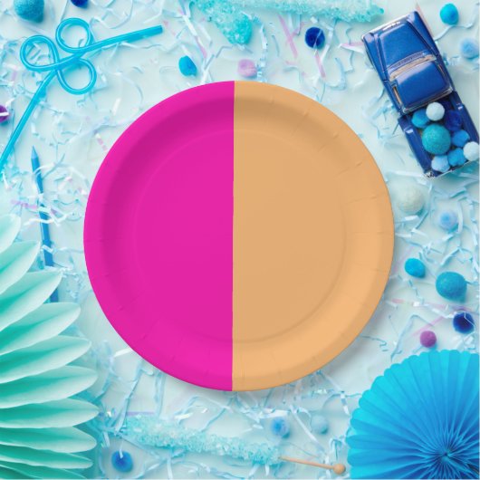 Roze en crèmekleurig Sinaasappel Papieren Bordje (Feest)